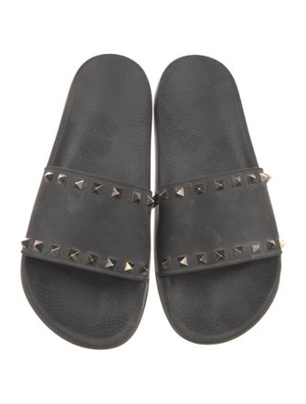 Valentino Rockstud Accents Rubber Slides