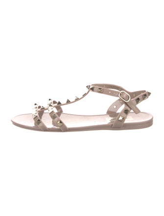 Valentino Rockstud Accents PVC T-Strap Sandals