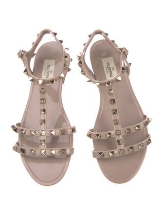 Valentino Rockstud Accents PVC T-Strap Sandals