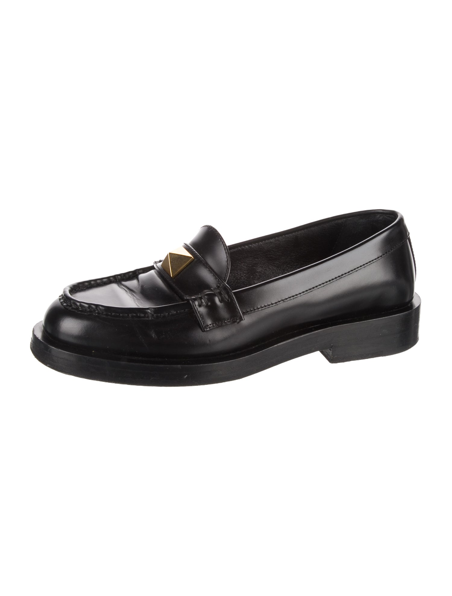Valentino Rockstud Accents Leather Loafers