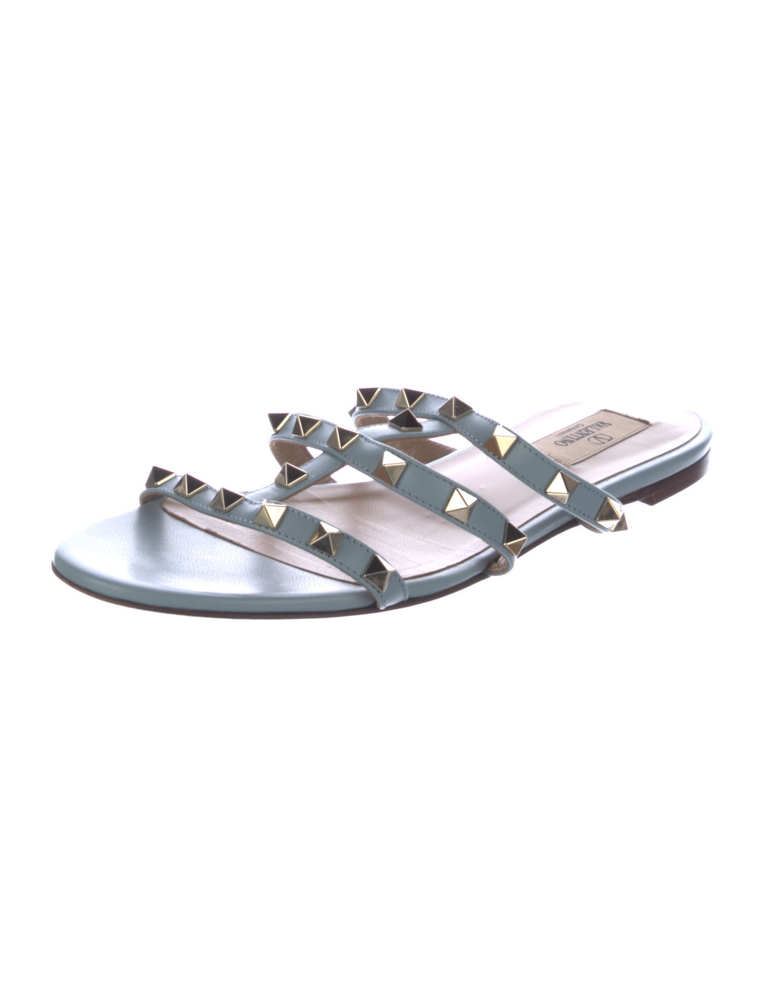 Valentino Rockstud Accents Leather Slides