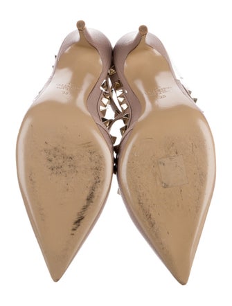 Valentino Rockstud Accents Leather T-Strap Pumps