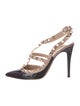 Valentino Rockstud Accents Patent Leather T-Strap Pumps