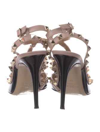 Valentino Rockstud Accents Patent Leather T-Strap Pumps