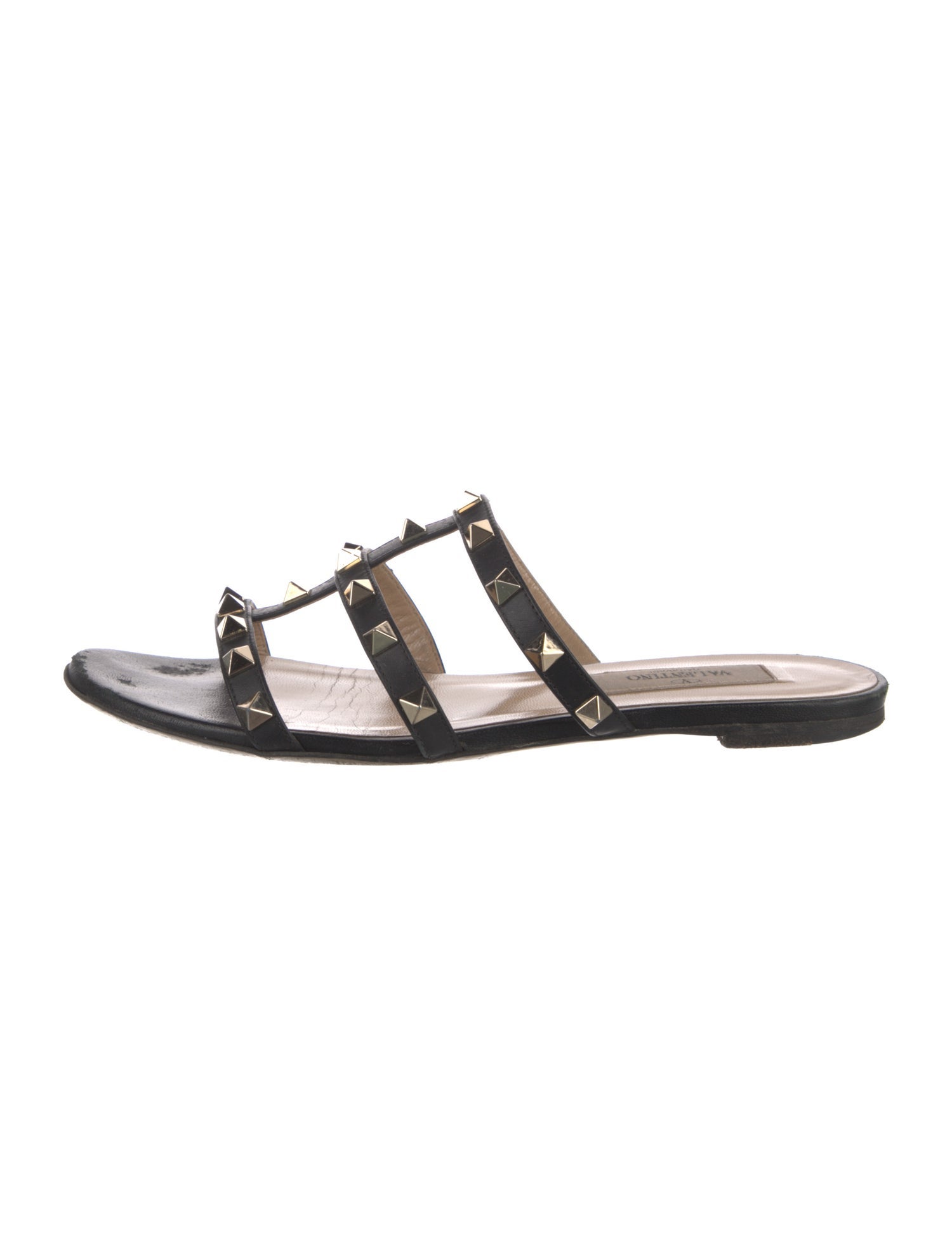 Valentino Rockstud Accents Leather Slides