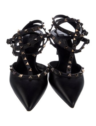 Valentino Rockstud Accents Leather T-Strap Pumps