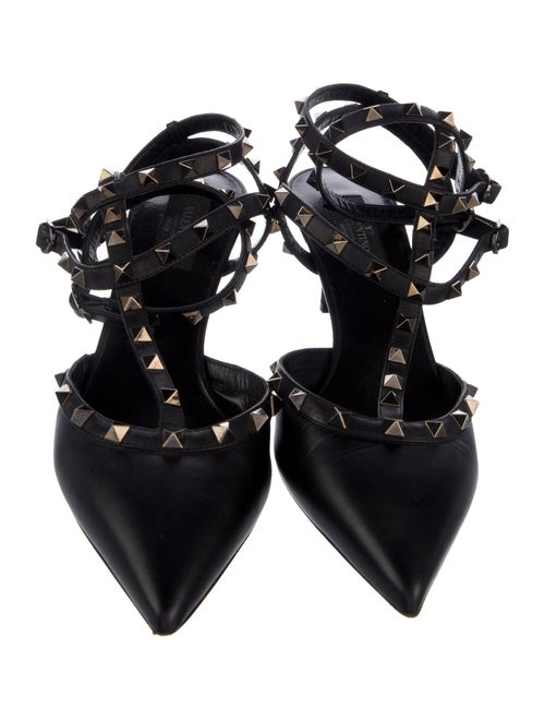 Valentino Rockstud Accents Leather T-Strap Pumps