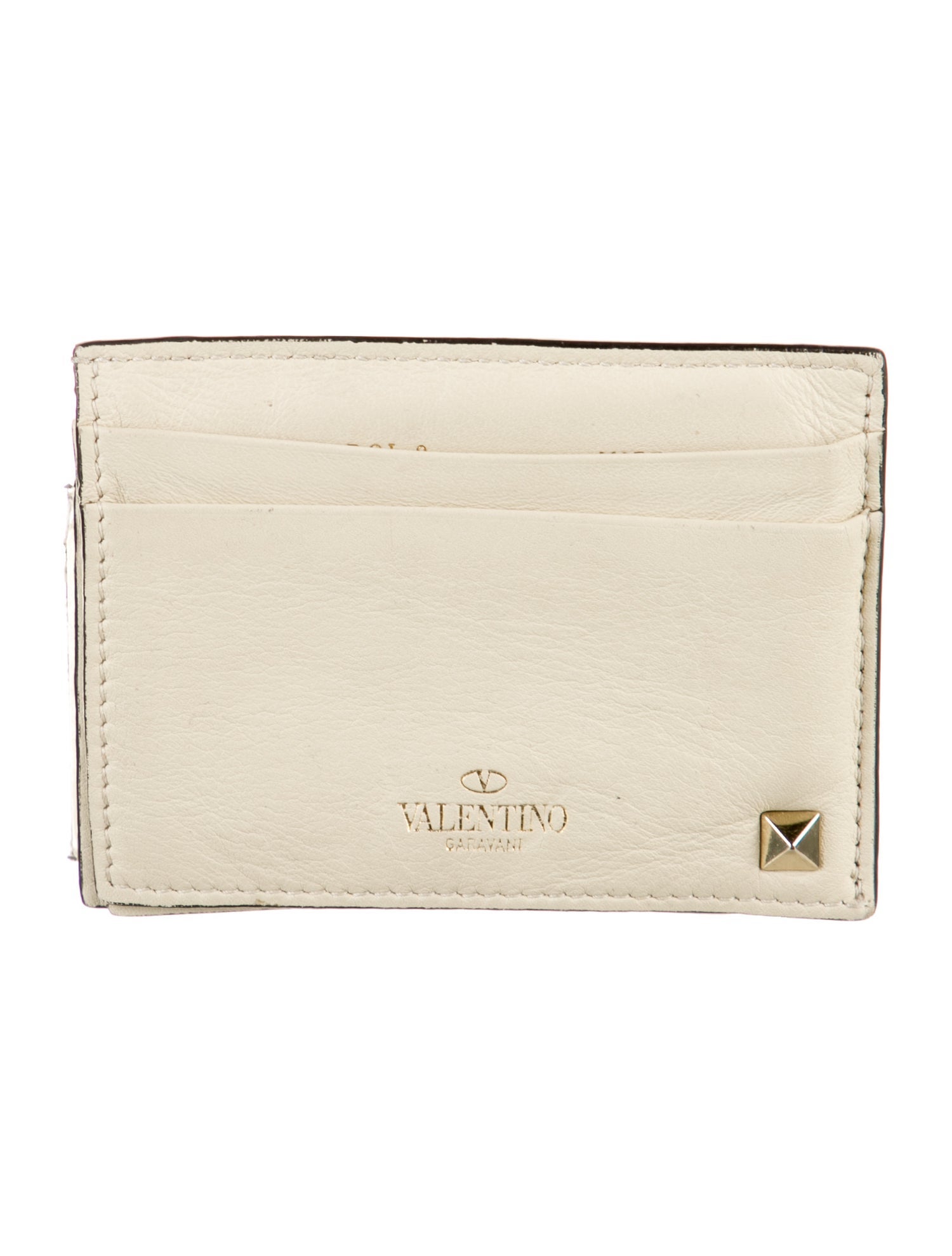 Valentino Card Holder Rockstud Accents Compact Wallet