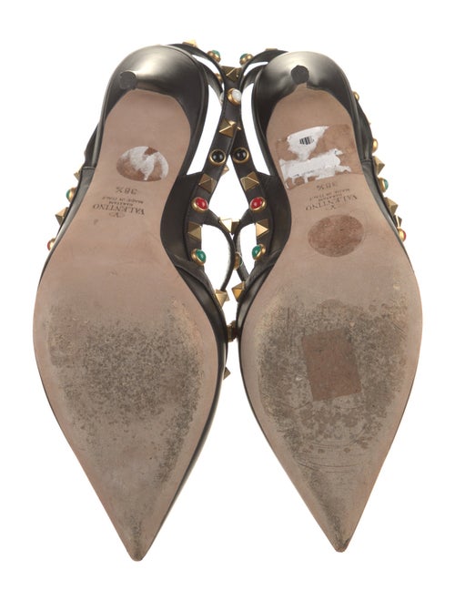 Valentino Rockstud Accents Leather T-Strap Pumps