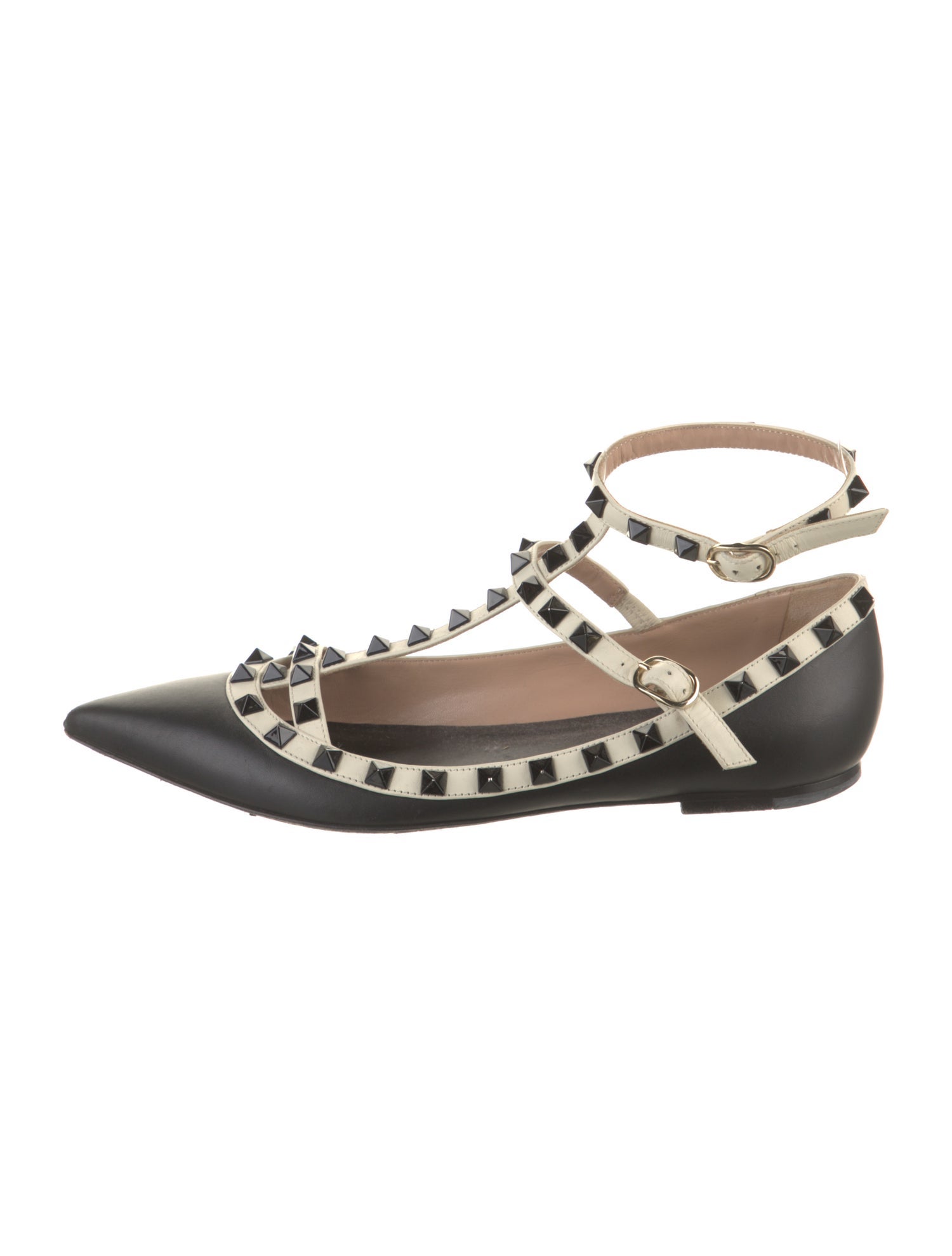 Valentino Rockstud Accents Leather Ballet Flats