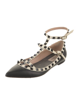Valentino Rockstud Accents Leather Ballet Flats