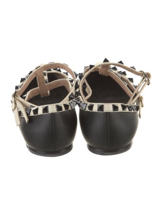 Valentino Rockstud Accents Leather Ballet Flats