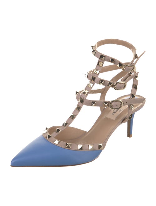 Valentino Rockstud Accents Leather T-Strap Pumps