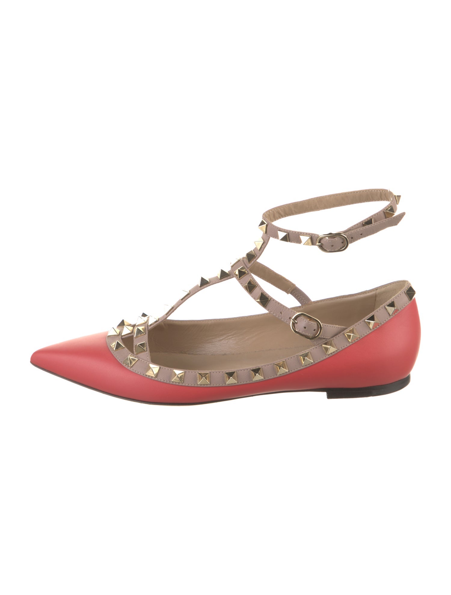Valentino Rockstud Accents Leather Ballet Flats
