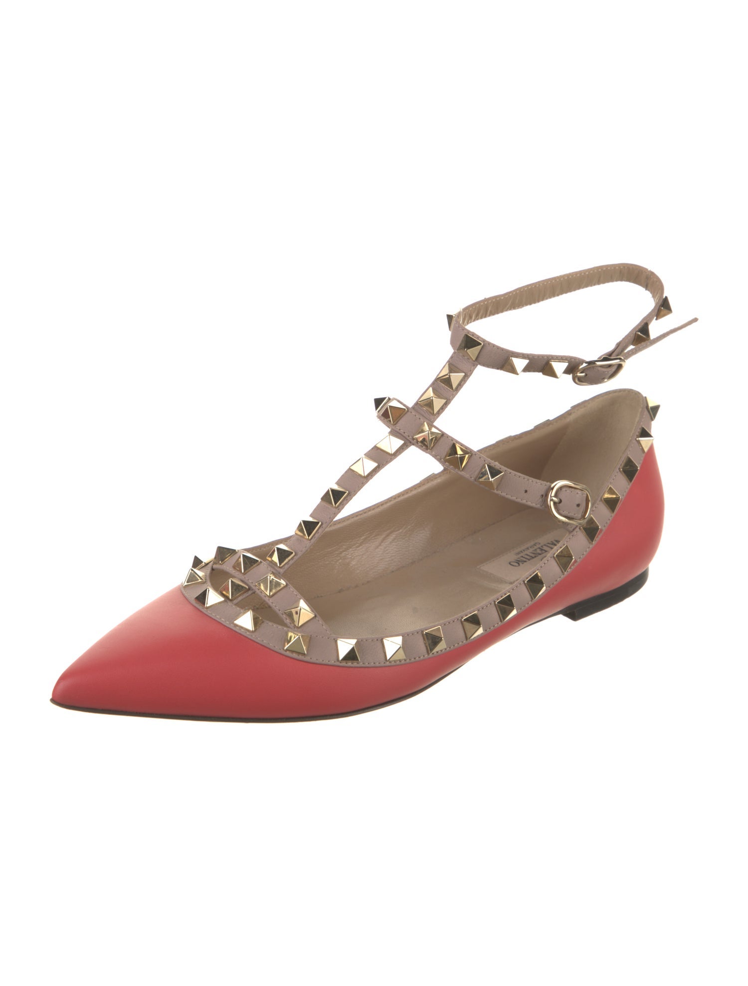 Valentino Rockstud Accents Leather Ballet Flats