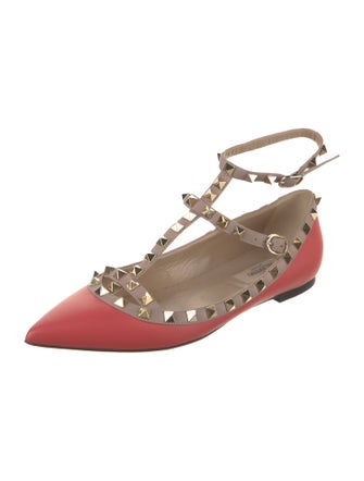 Valentino Rockstud Accents Leather Ballet Flats