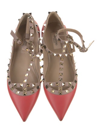 Valentino Rockstud Accents Leather Ballet Flats