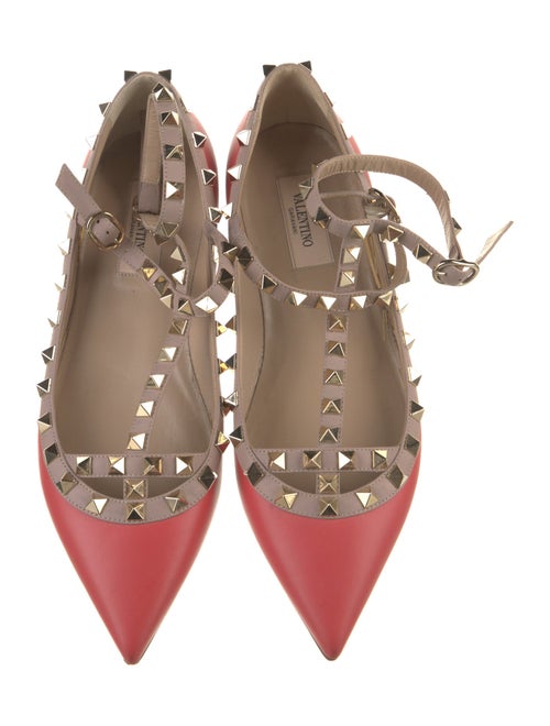 Valentino Rockstud Accents Leather Ballet Flats