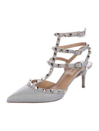 Valentino Rockstud Accents Leather T-Strap Pumps