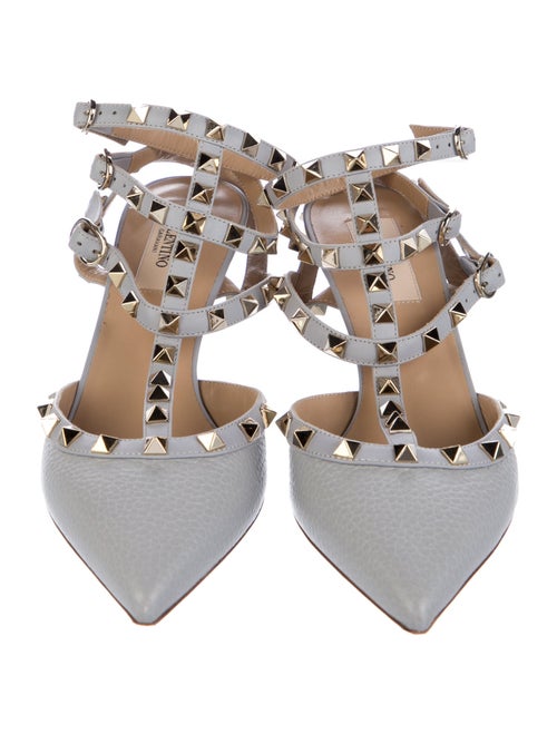 Valentino Rockstud Accents Leather T-Strap Pumps
