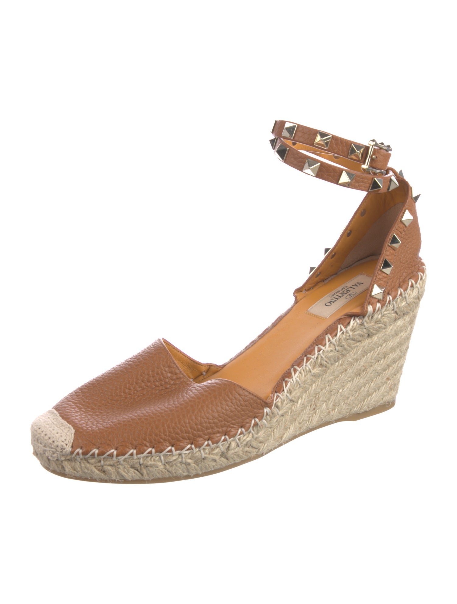Valentino Rockstud Accents Leather Espadrilles