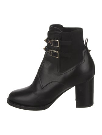 Valentino Rockstud Accents Leather Lace-Up Boots