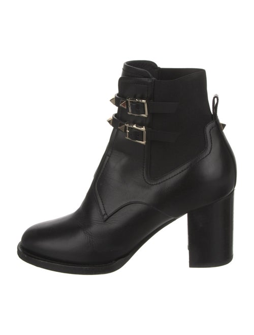 Valentino Rockstud Accents Leather Lace-Up Boots
