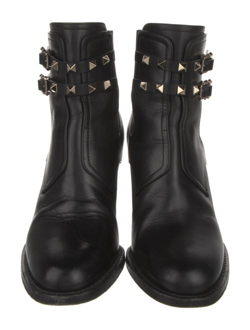 Valentino Rockstud Accents Leather Lace-Up Boots