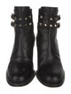 Valentino Rockstud Accents Leather Lace-Up Boots