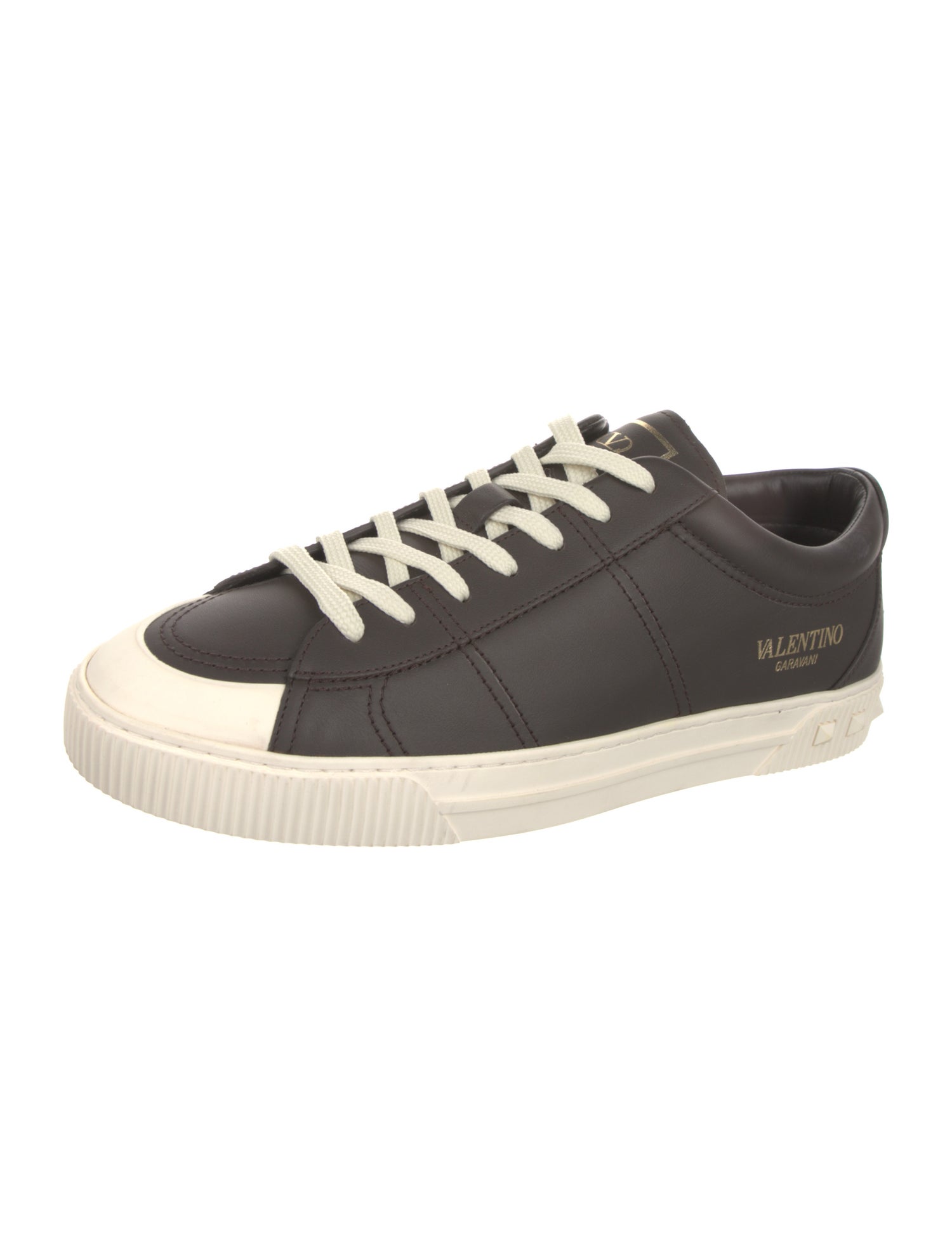 Valentino Rockstud Accents Leather Sneakers