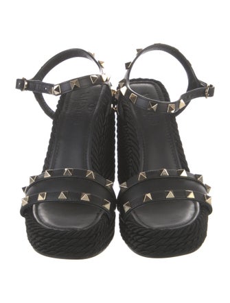 Valentino Rockstud Accents Leather Espadrilles