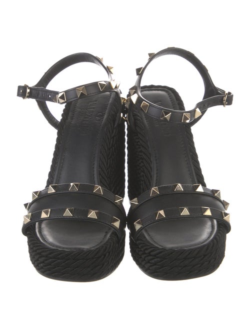 Valentino Rockstud Accents Leather Espadrilles