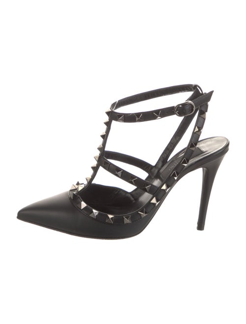 Valentino Rockstud Accents Leather T-Strap Pumps