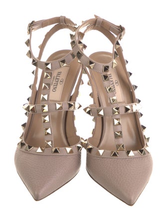 Valentino Rockstud Accents Leather T-Strap Pumps