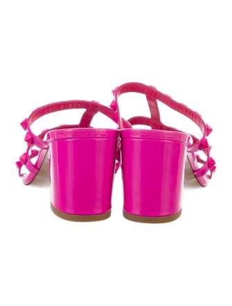 Valentino Rockstud Accents Patent Leather Slides