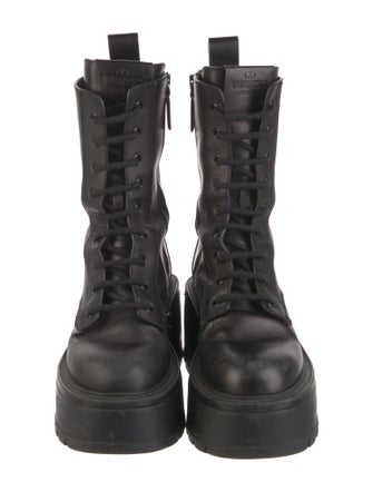 Valentino Leather Combat Boots