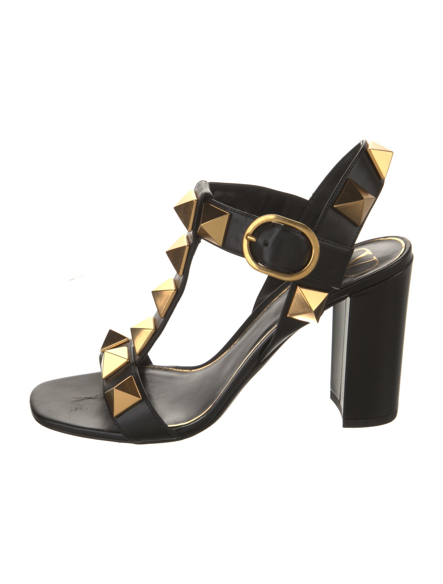 Valentino Rockstud Accents Leather T-Strap Sandals