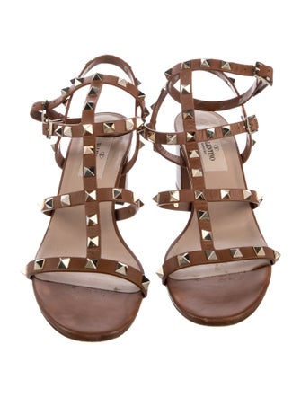 Valentino Rockstud Accents Leather Gladiator Sandals