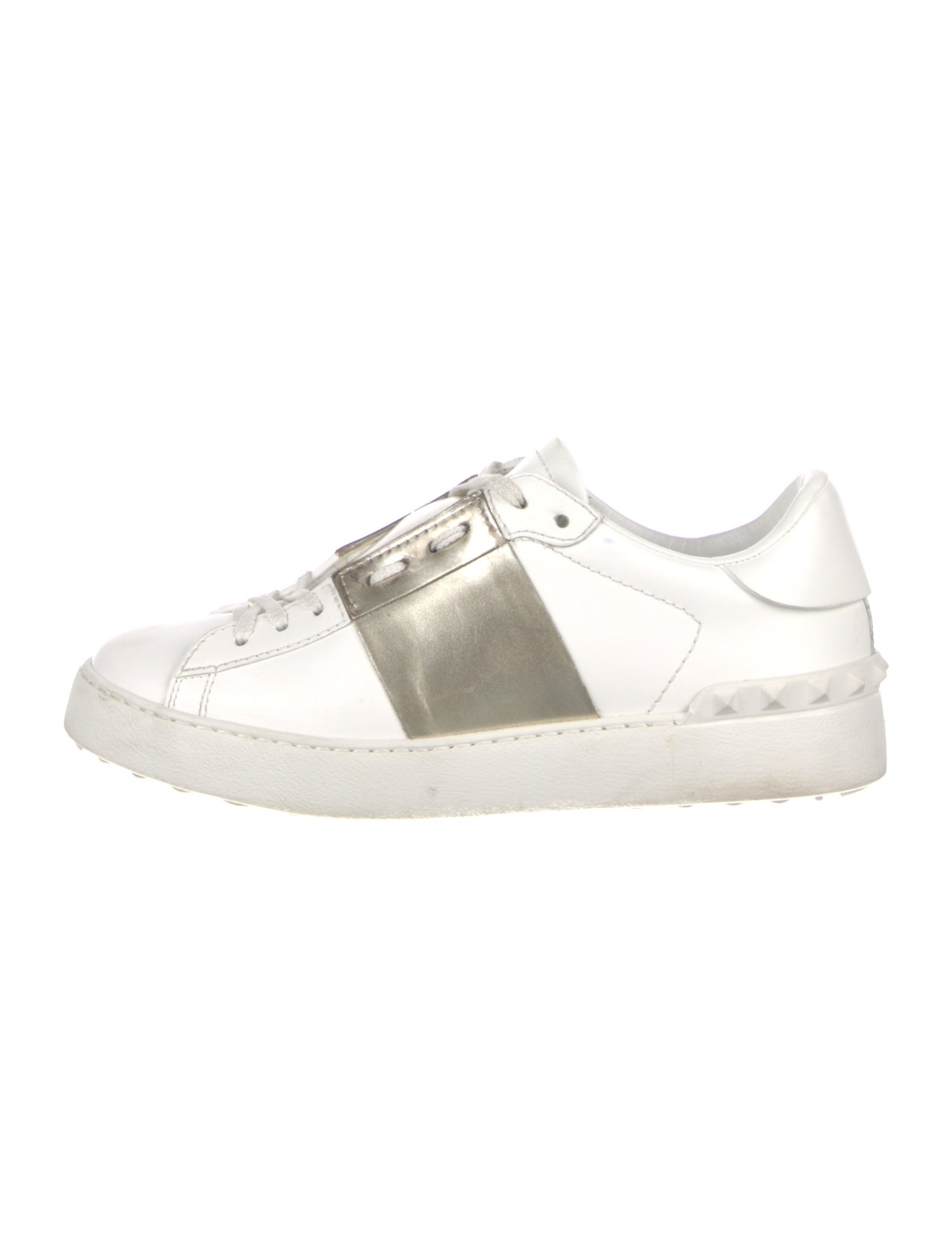 Valentino Rockstud Accents Leather Sneakers