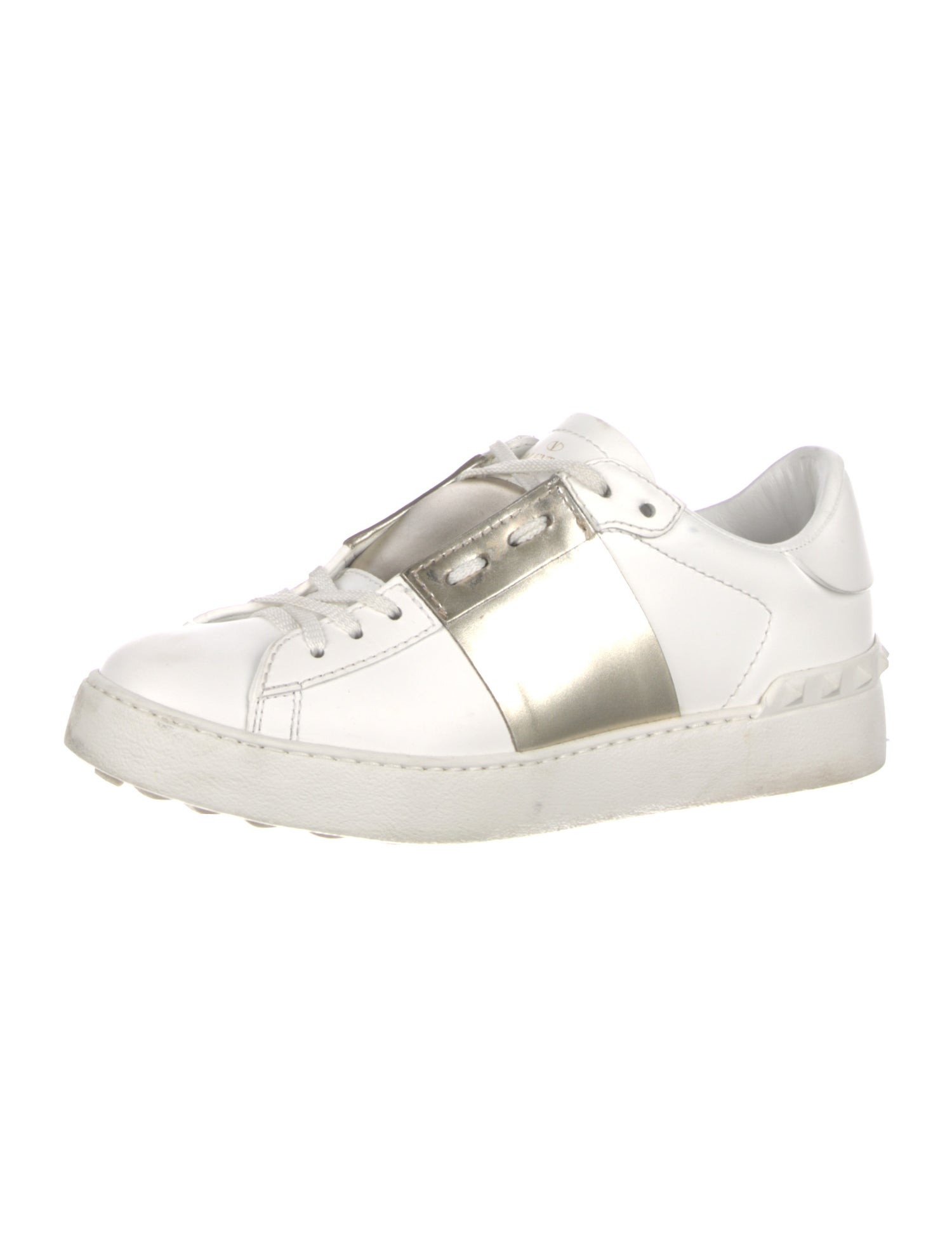 Valentino Rockstud Accents Leather Sneakers