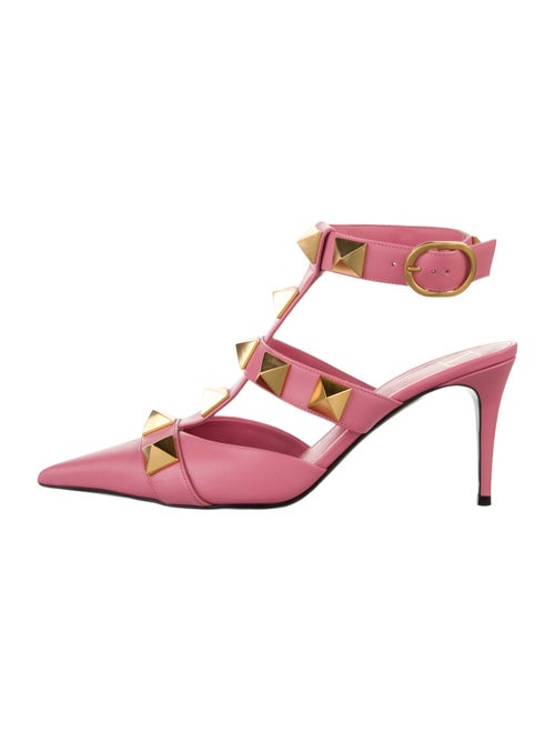 Valentino Rockstud Accents Leather T-Strap Pumps