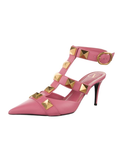 Valentino Rockstud Accents Leather T-Strap Pumps