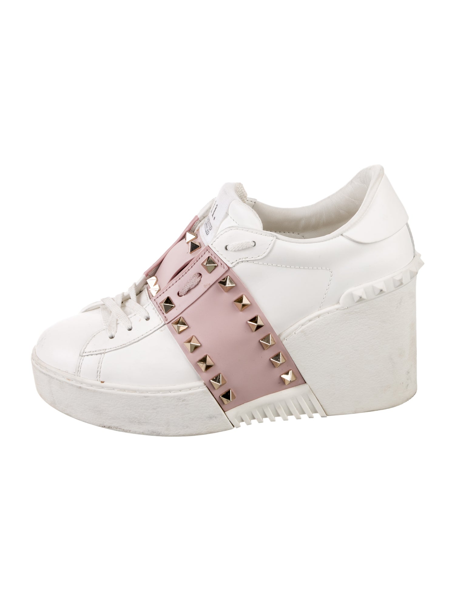 Valentino Rockstud Accents Leather Chunky Sneakers