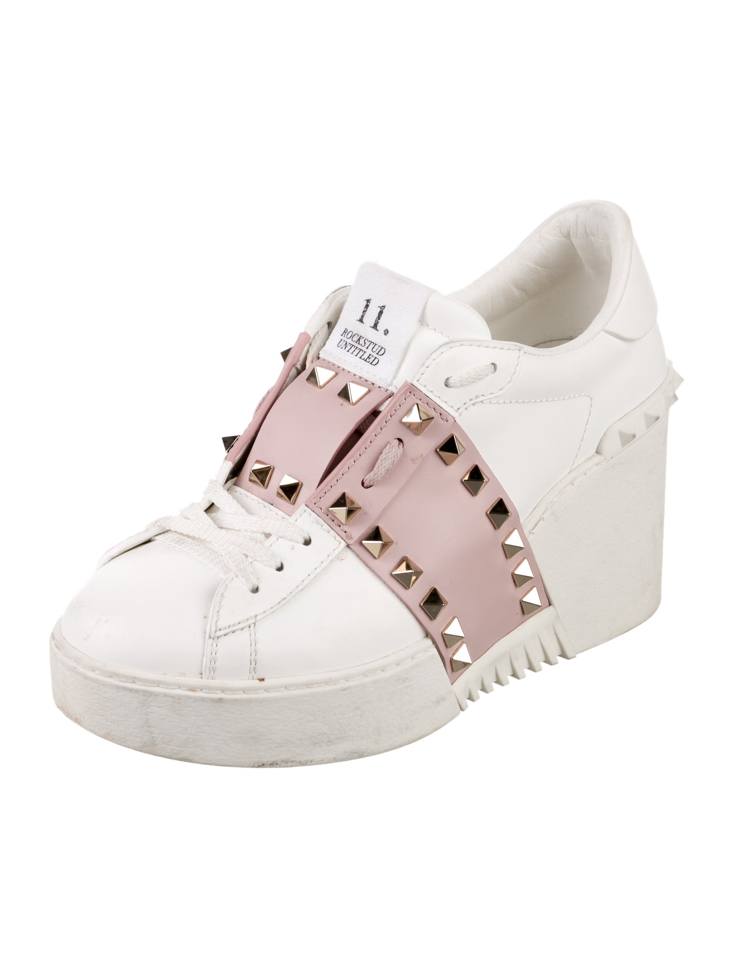 Valentino Rockstud Accents Leather Chunky Sneakers