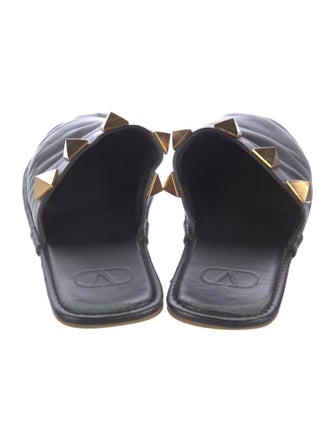 Valentino Rockstud Accents Leather Mules