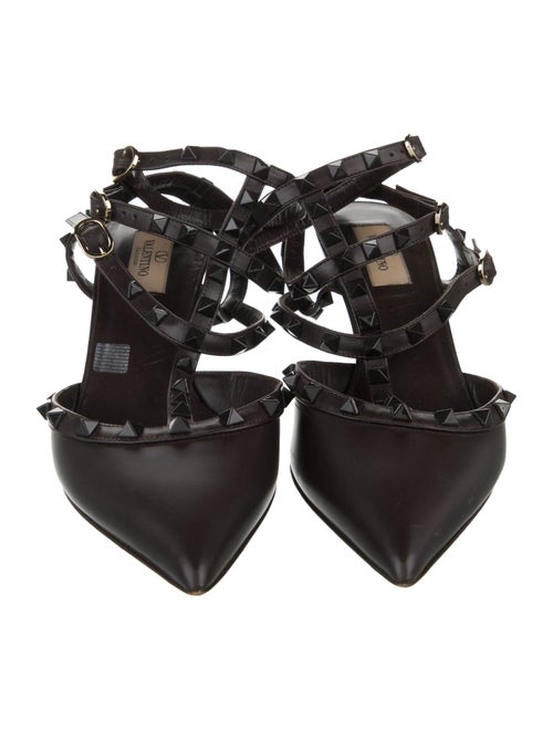 Valentino Rockstud Accents Leather T-Strap Pumps