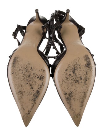 Valentino Rockstud Accents Leather T-Strap Pumps