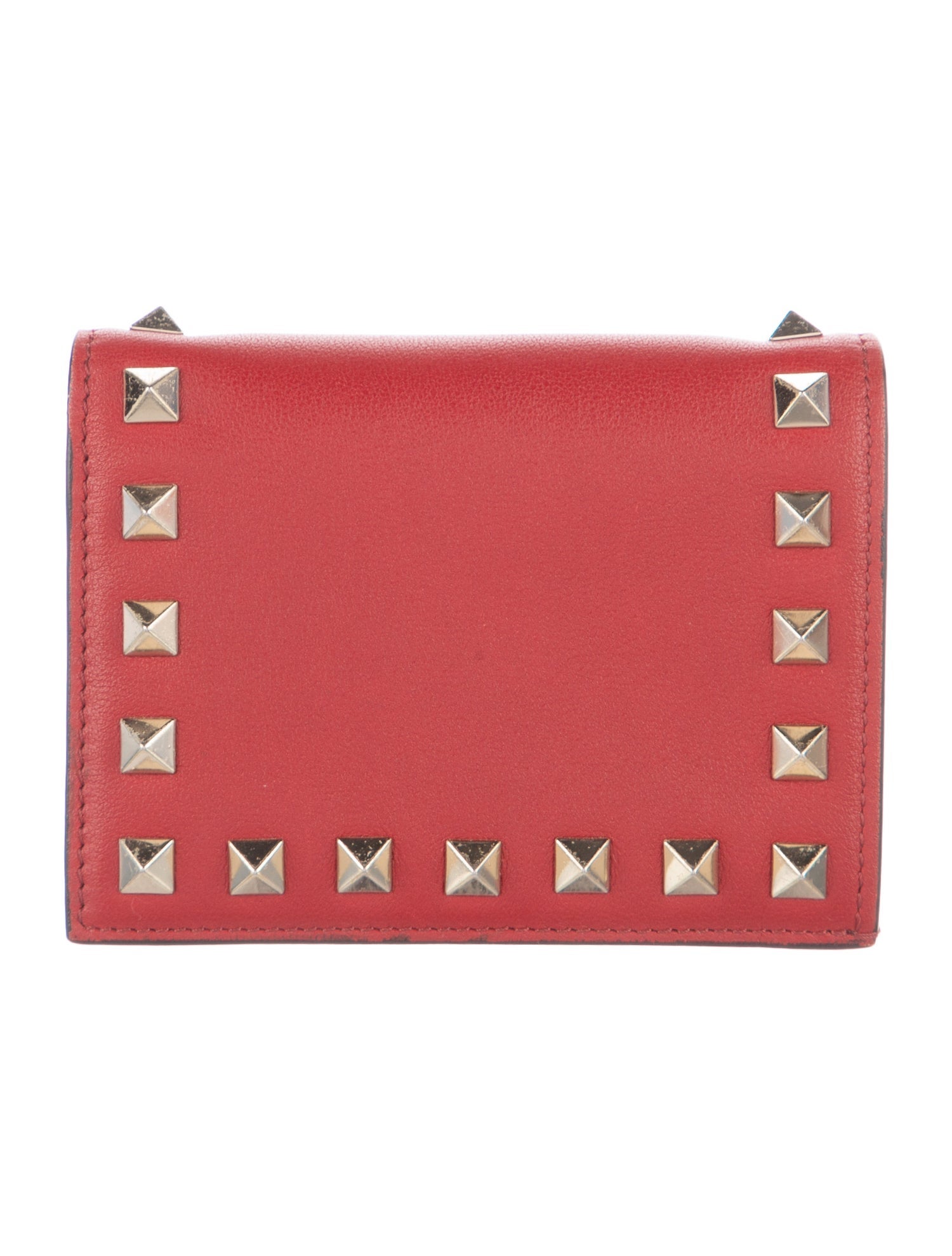 Valentino Rockstud Accents Leather Compact Wallet