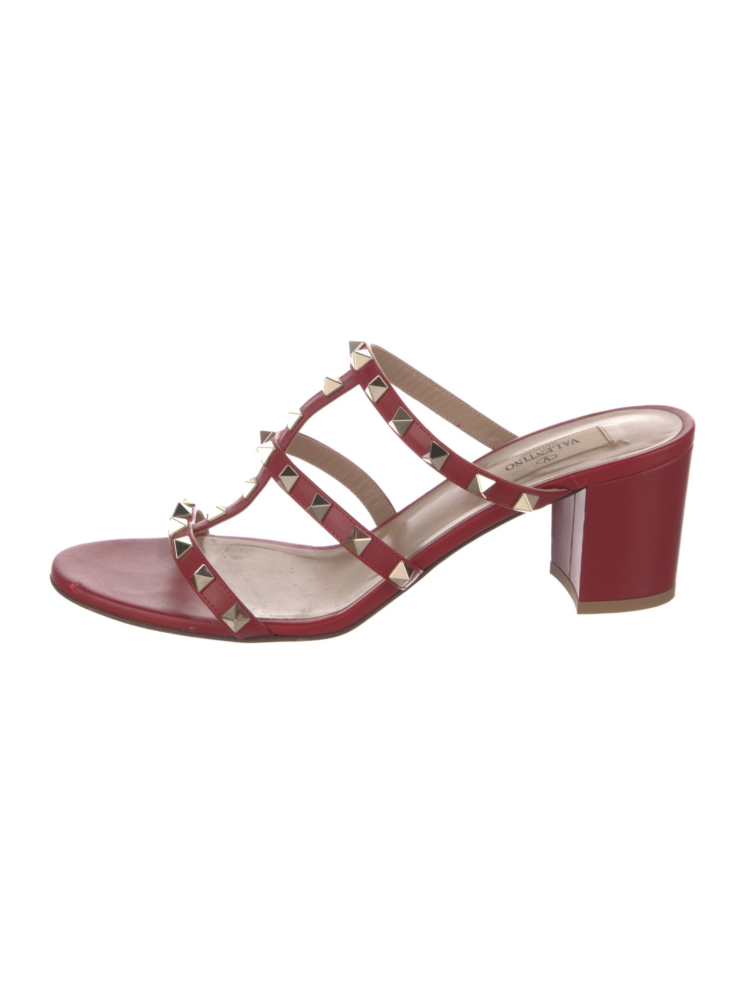 Valentino Rockstud Accents Leather T-Strap Sandals