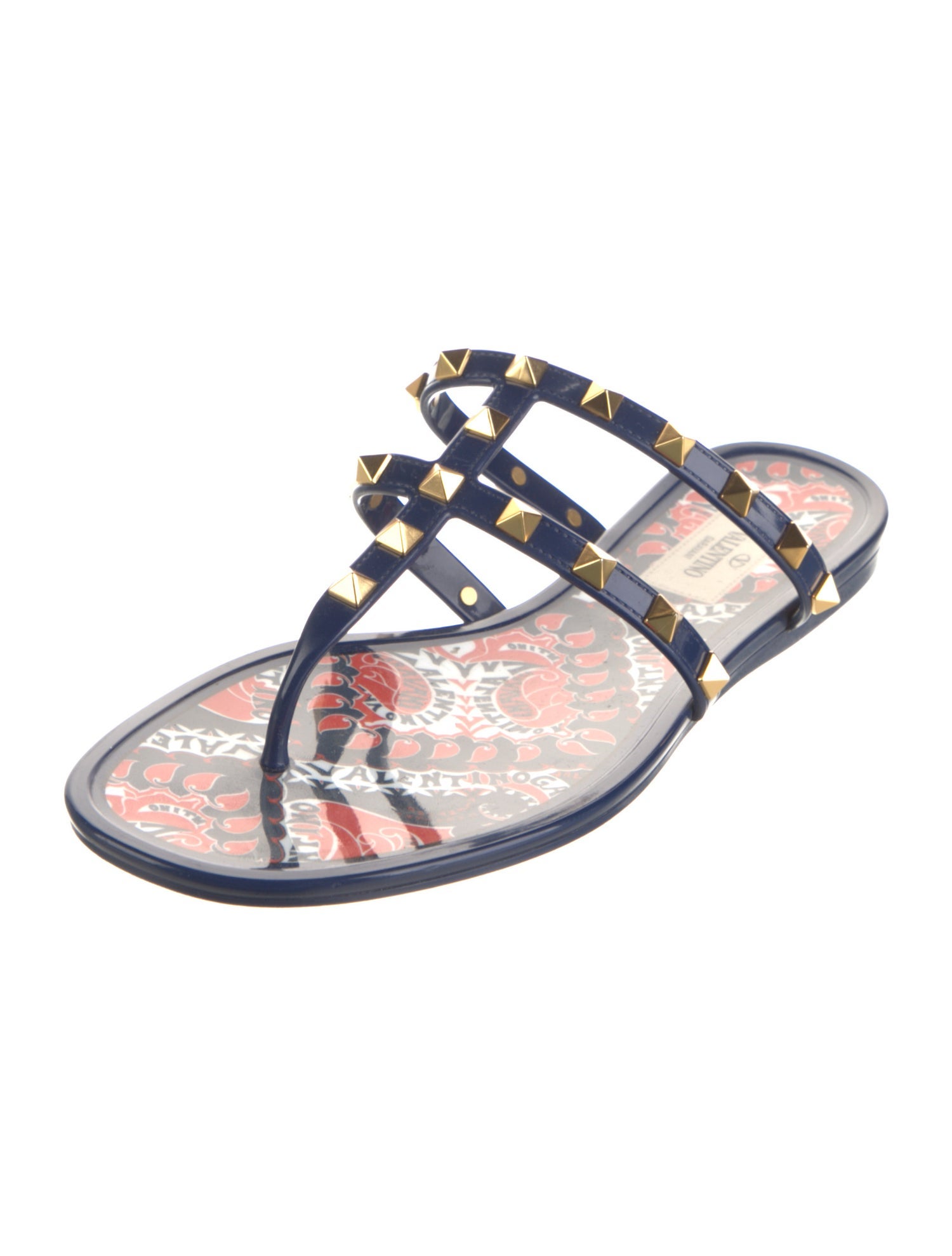 Valentino Rockstud Accents Rubber Slides